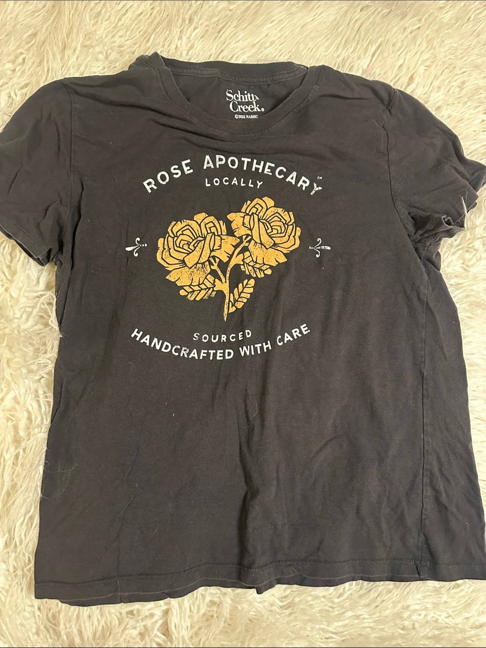 Schitt's Creek 'Rose Apothecary' faded Black Graphic Tee M